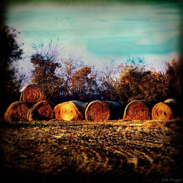 Haystacks at sunset - Original Signed Fine Art Pho