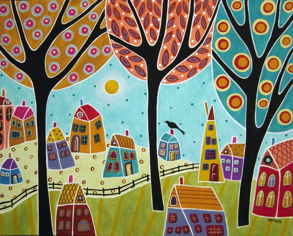 Houses Trees Painting