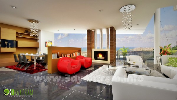 3D Interior Living Room Design Mexico