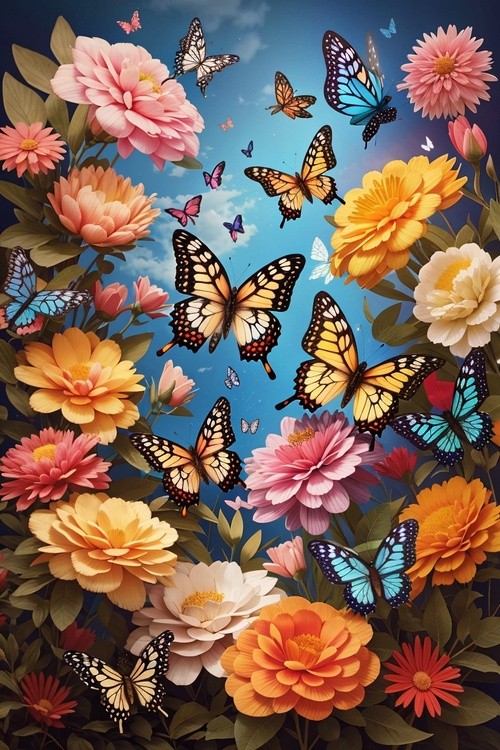 DreamShaper v7 Butterflies and flowers 3