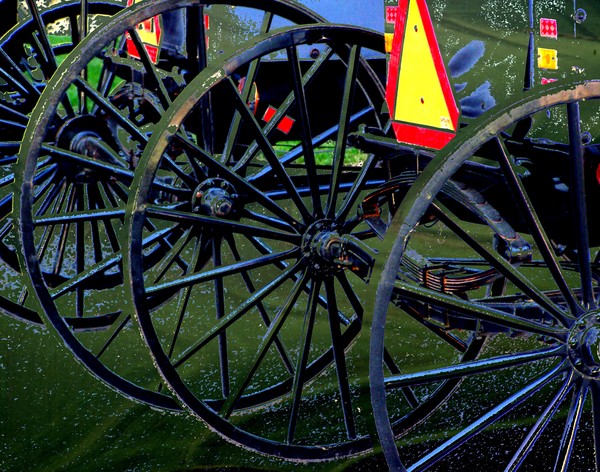 Photomontage  Amish Buggy wheels