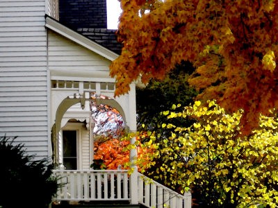 Farm House in Fall Oil Painting Effect