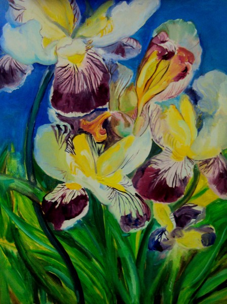 Art print  iris flower oil painting signed