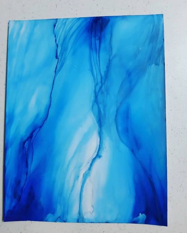 I really like this blue alcohol ink painting