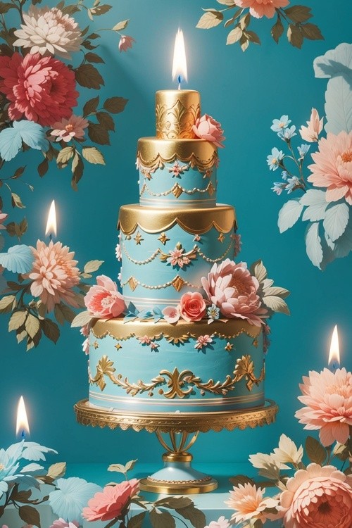 DreamShaper v7 Birthday cake JeanHonor Fragonard style seamles 2