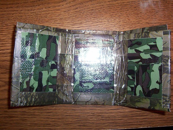Duct tape wallet, camo (green and brown) 3-fold