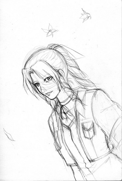 aerith smile - sketch