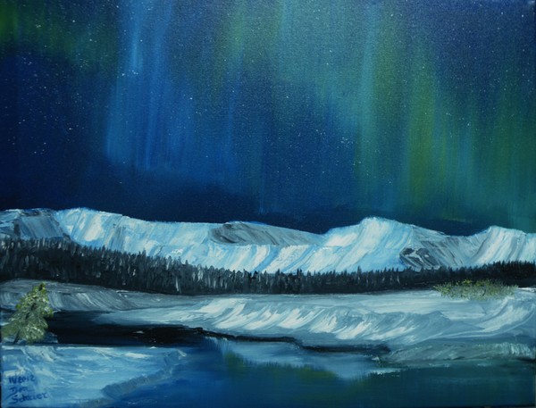Northern Lights Over The Canadia Rockie Foothills