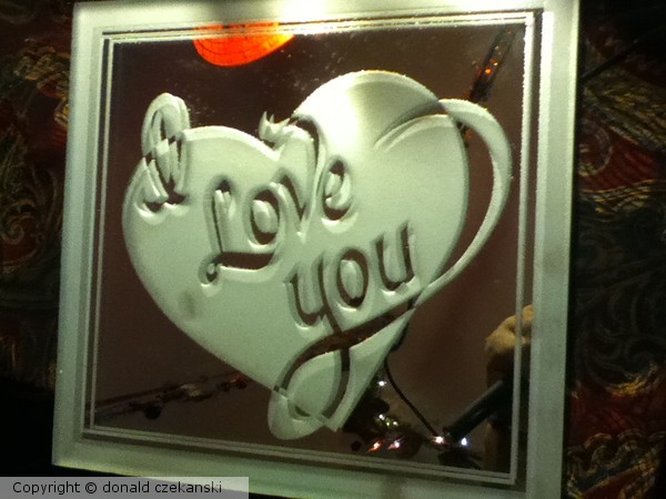etched 'love' mirror