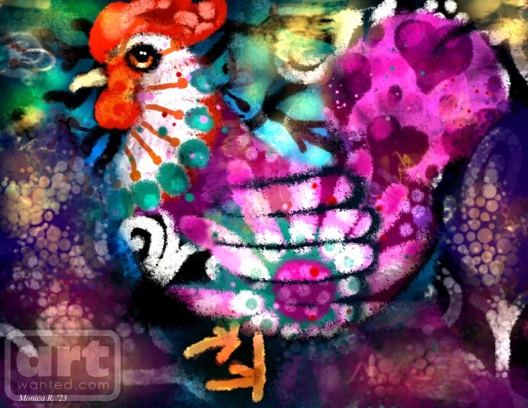 Whimsical Abstract Chicken