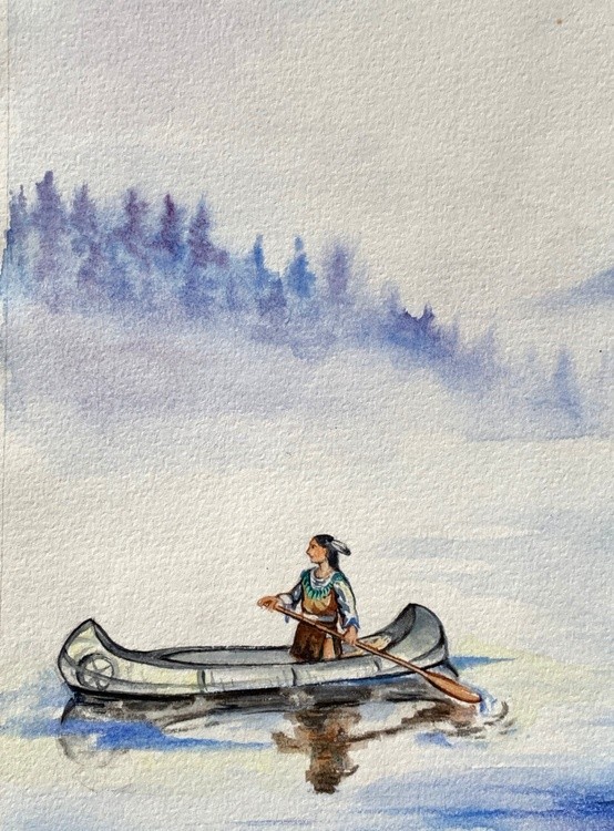 Deganawidah in the white stone canoe