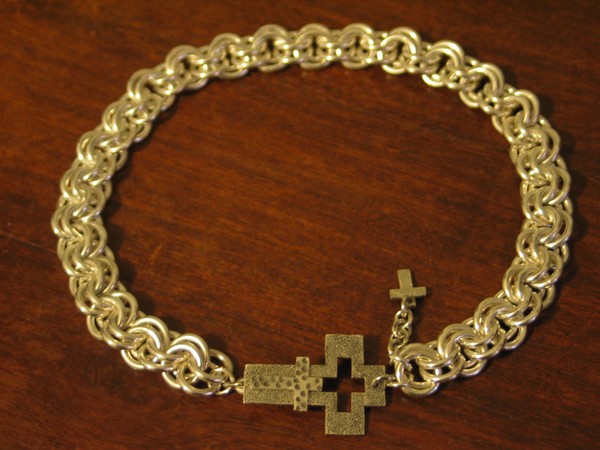 Handmade Strling silver chain& cross clasp necklae