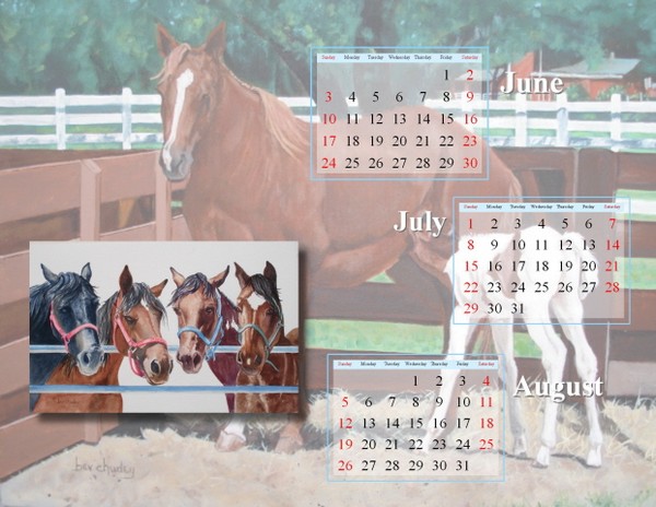 June July & August Calendar