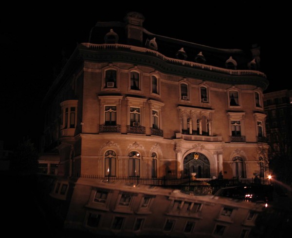 Mass. rd. building at night