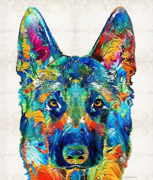 Colorful German Shepherd Dog by Sharon Cummings