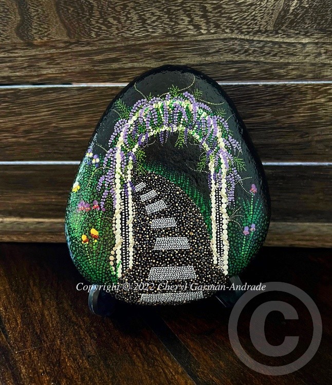 Wisteria Arbor Dot Art River Stone