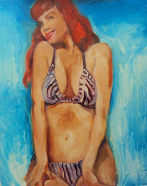 Art print Oil painting figure pin up betty page