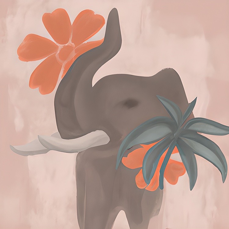 Earth tones Elephant minimalist painting