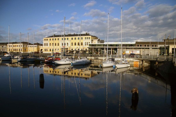 Autumn day at the railway station in Trondheim