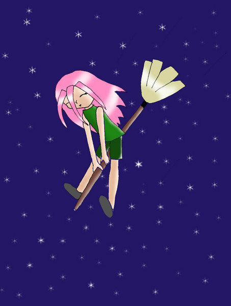 girl on broomstick
