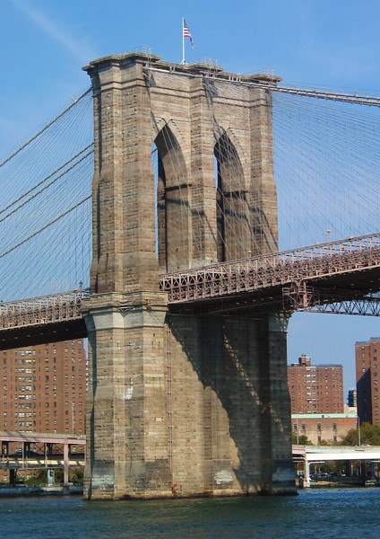 Brooklyn Bridge from the river below