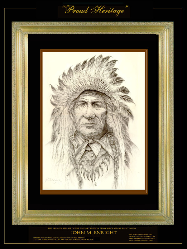 Indian Chief Portrait in Pencil by John Enright