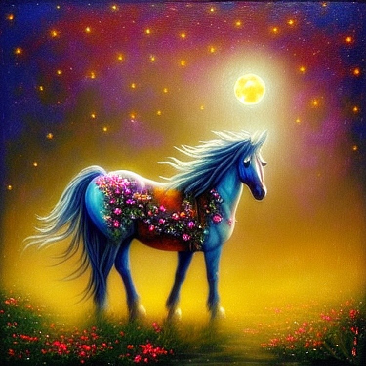 Bohemian horse in moonlight