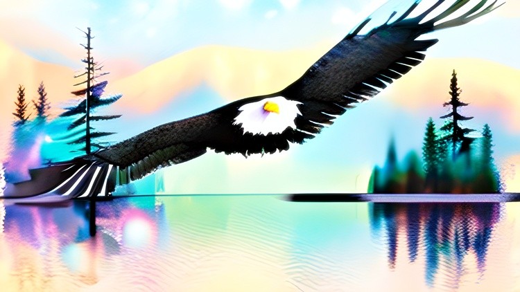 Watercolor soaring eagle