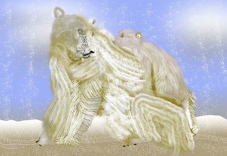 Bear Family in a Snowstorm  P360