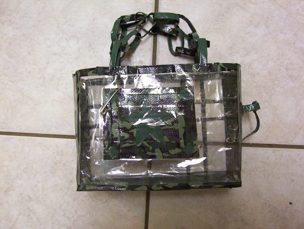 Duct Tape Handbag, clear, green & green camo (star