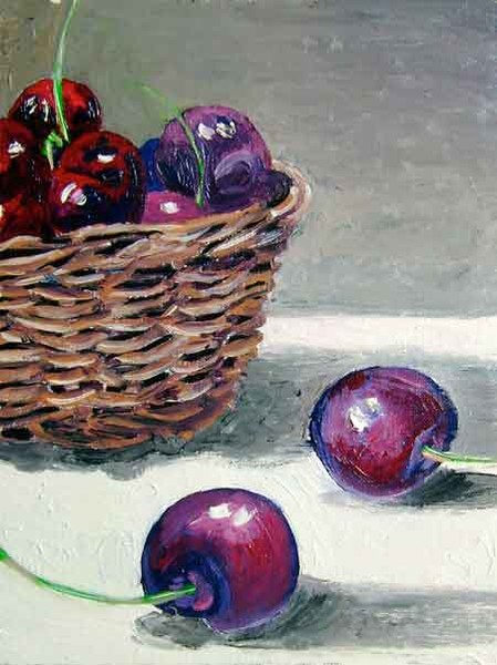 cherries with basket