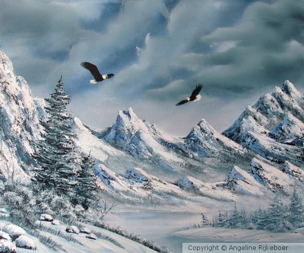 SNOWY MOUNTAINS WITH EAGLES