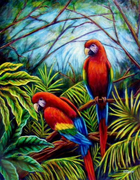 Peaceful Parrots 24X30