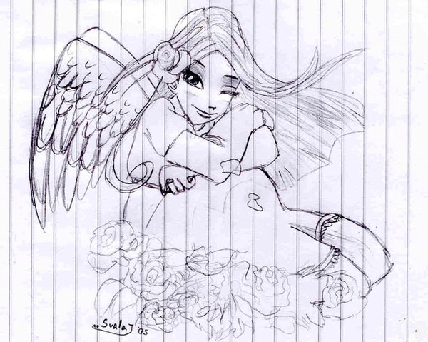 Angel and roses