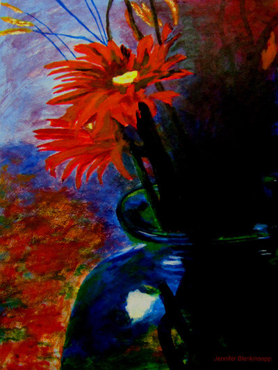 Red Flower,Blue vase 2