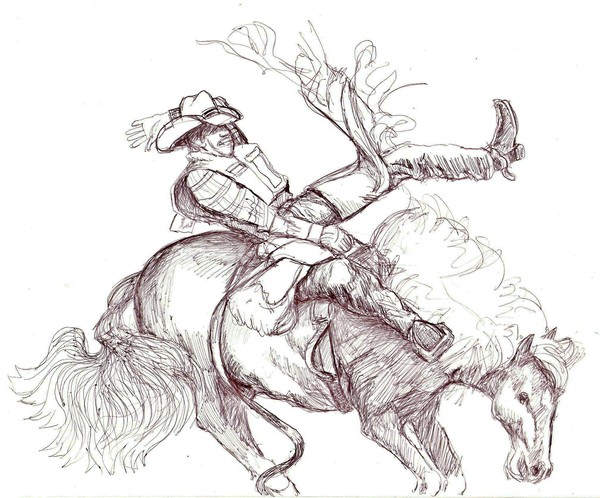 Bronco Rider Sketch