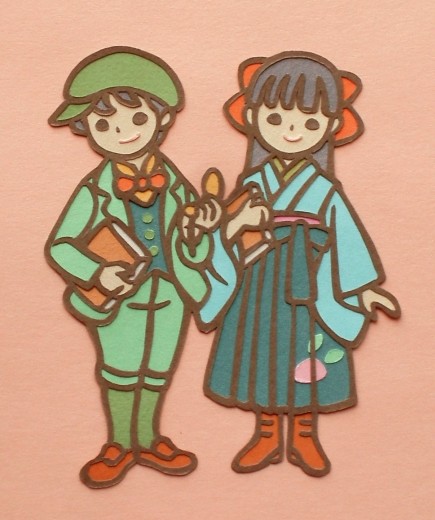 Boy and Girl in Old-fashioned Costumes
