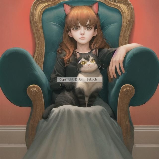 Cat Girl in a Chair