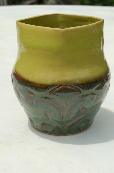 Carved green vase