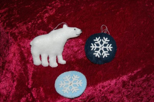 Polar Bear and snow flake ornaments