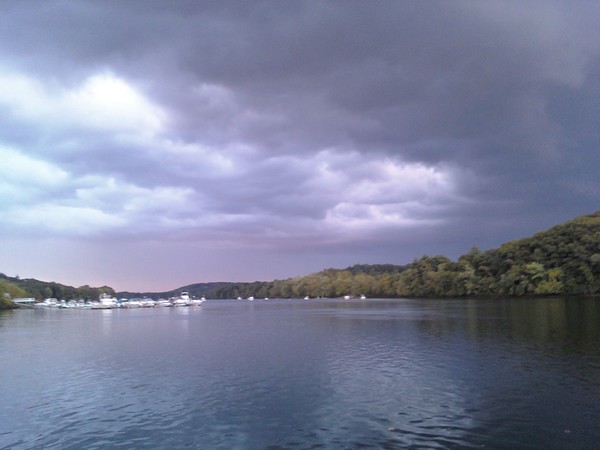 passing storm over river
