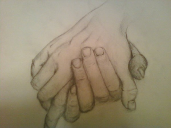 holding hands, hand study