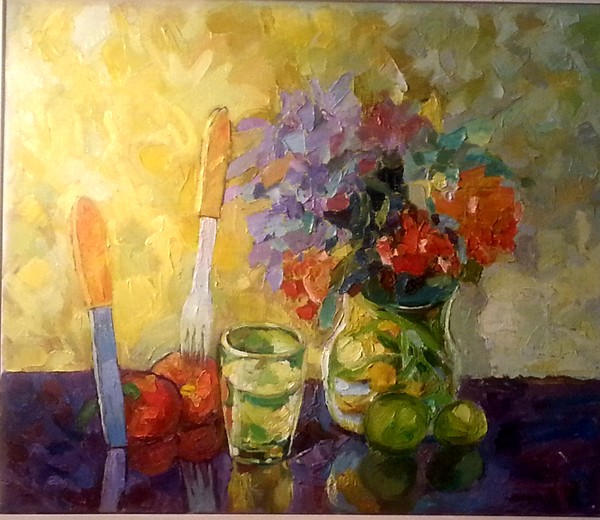 flowers with knife