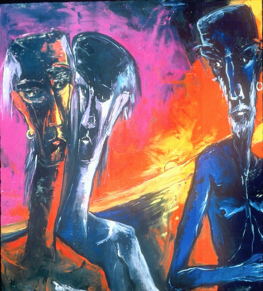 THREE MEN BEFORE A SETTING SUN; 1987