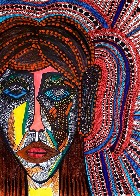 Woman Israeli artist colorful drawing