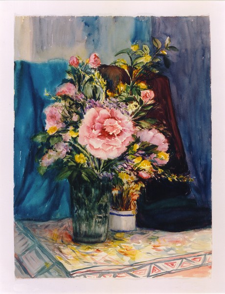 1.Flowers.Water-color.Size:  56 x 76 cms.