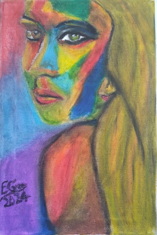 An Abstract Colorful Portrait of a Cuban Blonde