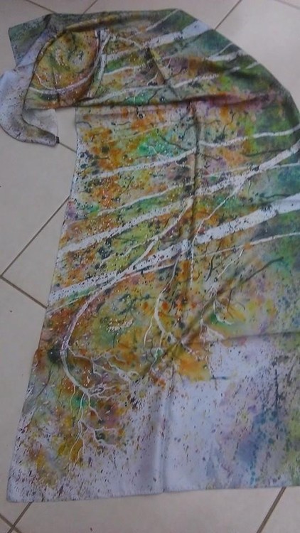Silk scarf with watercolor motiv