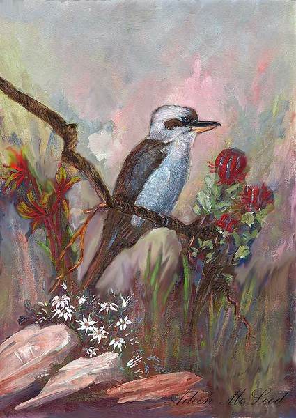 Kookaburra and Wildflowers
