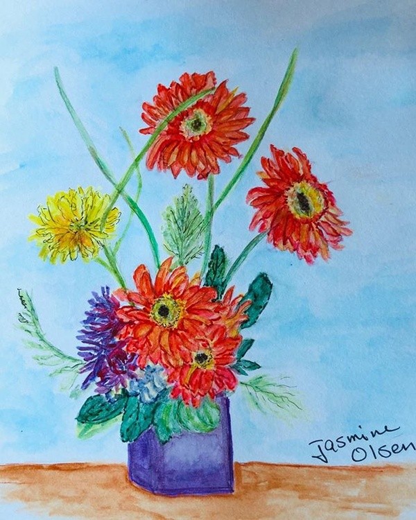 Vase of garden piced flowers